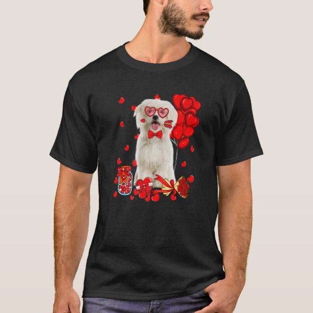Camiseta Perro maltés gracioso perro El día de San Valentín (Anverso)