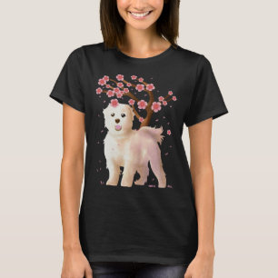 Camiseta Perro maltés japonés flor de cerezo Sakura