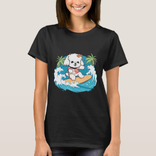 Camiseta Perro maltés lindo navegando en paraíso por las ol