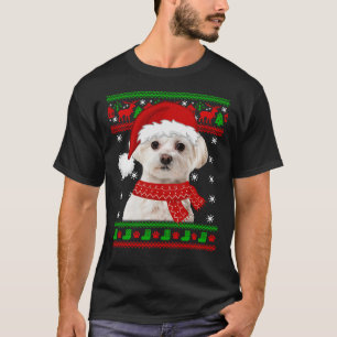 Camiseta Perro maltés Navidades suéteres adormecidos Perr