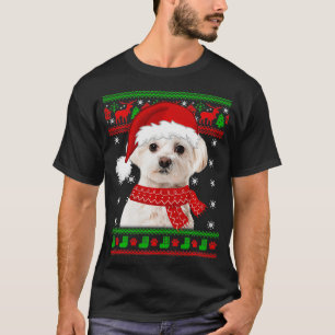 Camiseta Perro maltés Navidades suéteres adormecidos Perr