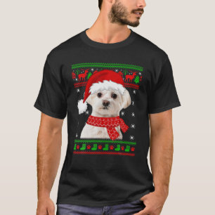 Camiseta Perro maltés Navidades suéteres adormecidos Perro