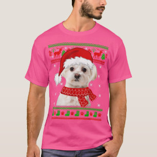 Camiseta Perro maltés Navidades suéteres adormecidos Perro