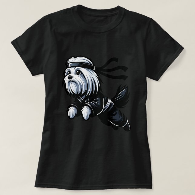 Camiseta Perro maltés novja cachorro arte marcial amante Sa (Diseño del anverso)