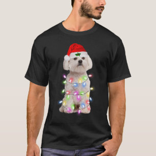 Camiseta Perro maltés Santa Christmas Tree enciende a los n
