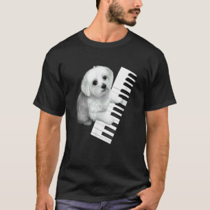Camiseta Perro maltés tocando el piano amante de los perros