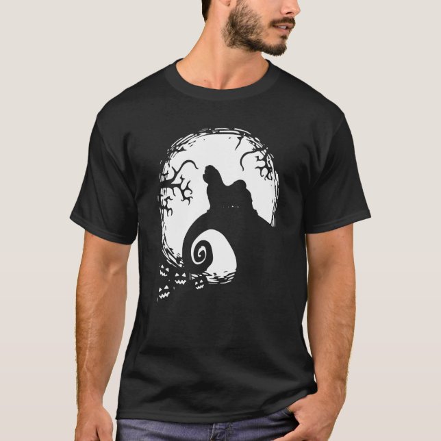 Camiseta Perro Maltés Y Halloween De Luna (Anverso)