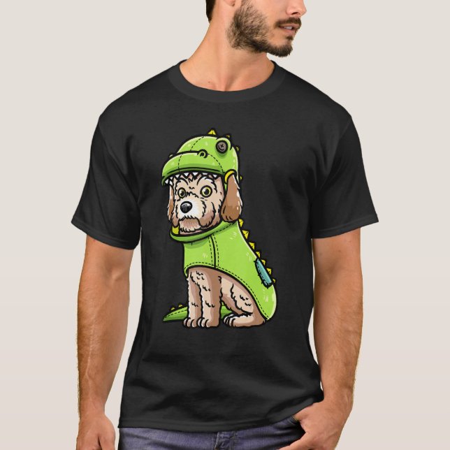 Camiseta Perro Maltipoo En El Vestuario De Dinosaurios (Anverso)