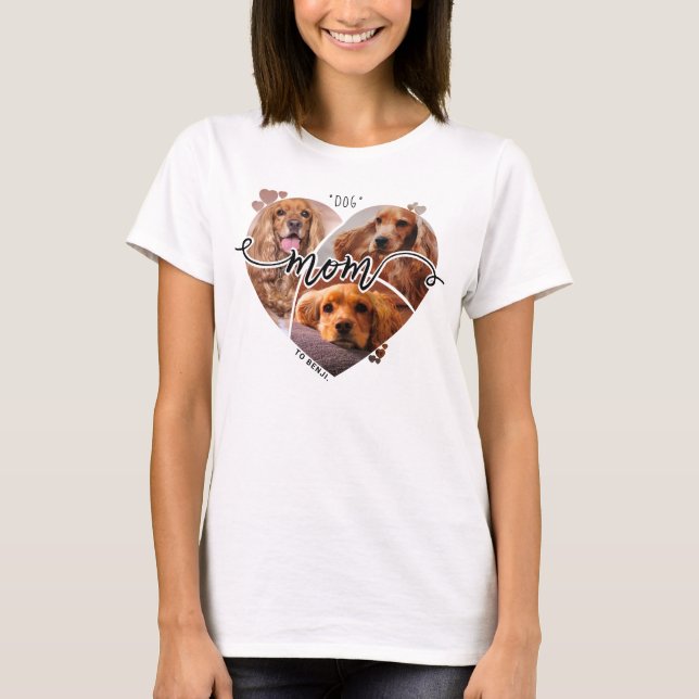 Camiseta Perro Mamá Collage de fotos personalizado en forma (Anverso)