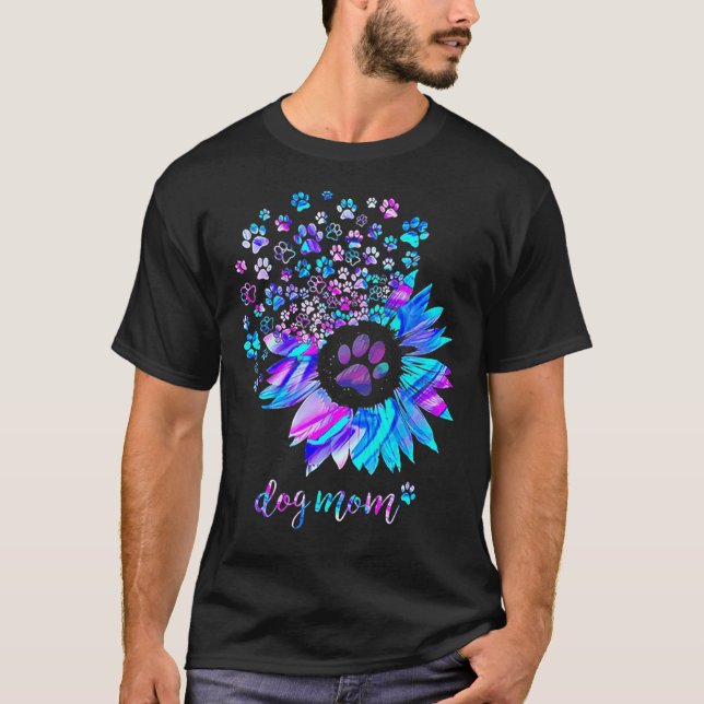 Camiseta Perro Mamá Girasol Perro Paw Hologram T-Shirt (Anverso)