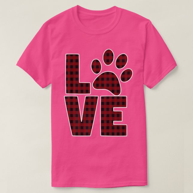 Camiseta Perro Mamá Papá Ama Paw Búfalo Negro Rojo Plaid-88 (Diseño del anverso)
