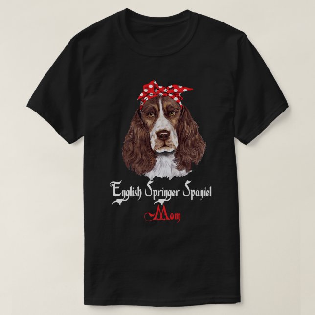 Camiseta Perro Mama Puppy Mom English Springer Spaniel Prem (Diseño del anverso)