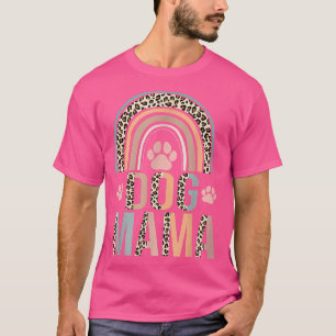 Camiseta Perro Mama Rainbow Leopardo Perro Paw Pet Lover