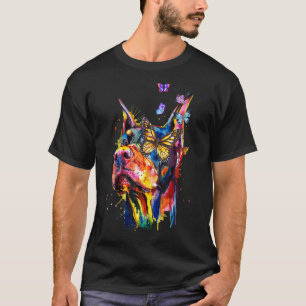 Camiseta Perro Mariposas Salpicaduras Doberman Pinscher