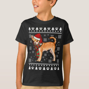 Camiseta Perro marrón de Chihuahua Santa Hat Navidades feos