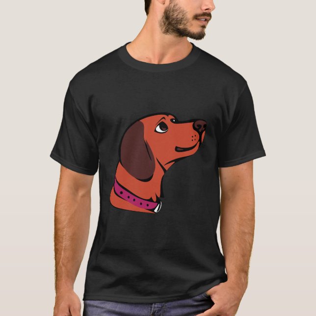 Camiseta Perro marrón Personalizado lindo con collar rosado (Anverso)