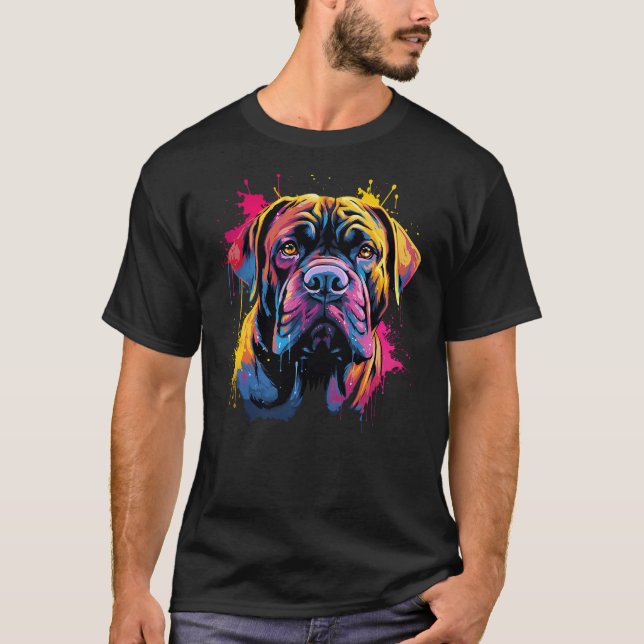 Camiseta Perro Mastín lindo en Mastín pintado (Anverso)