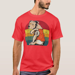 Camiseta Perro Me Encanta Mamá Pitbull Perro Tattoo Flor Vi
