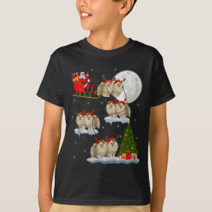 Camiseta Perro Meranian Santa Trineo Volador Divertido Mági