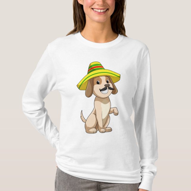 Camiseta Perro mexicano con gorra de paja (Anverso)