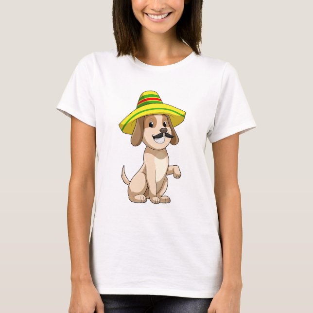 Camiseta Perro mexicano con gorra de paja (Anverso)