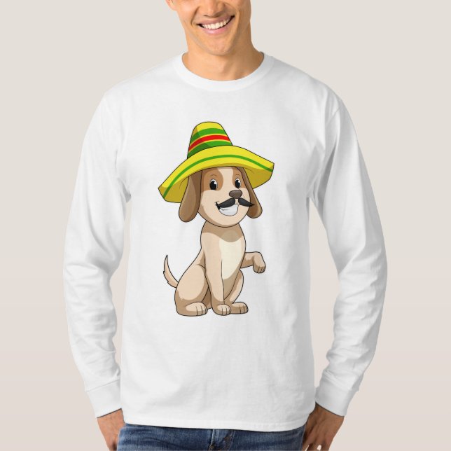 Camiseta Perro mexicano con gorra de paja (Anverso)