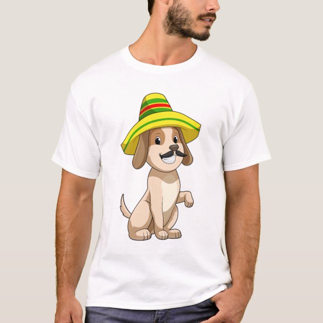 Camiseta Perro mexicano con gorra de paja (Anverso)
