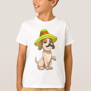 Camiseta Perro mexicano con gorra de paja