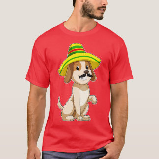 Camiseta Perro mexicano con gorra de paja