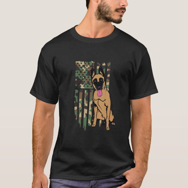 Camiseta Perro militar belga malinés perro estadounidense b (Anverso)