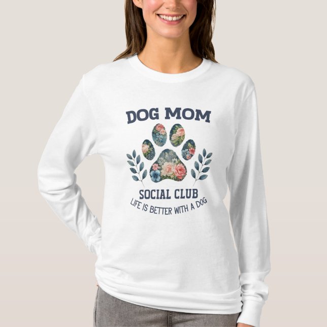Camiseta Perro Mom Paw Floral (Anverso)