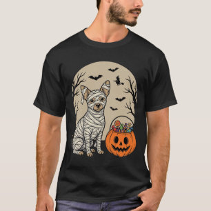 Camiseta Perro Momia de Halloween y Dulces de Calabaza