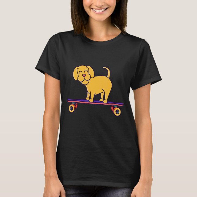 Camiseta Perro Monopatín En Una Longboard (Anverso)