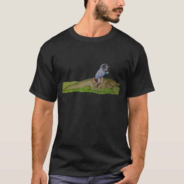 Camiseta Perro montando un lagarto (Anverso)