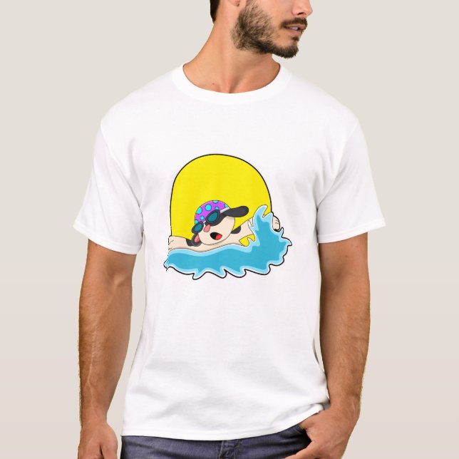 Camiseta Perro nadando con gafas de natación (Anverso)
