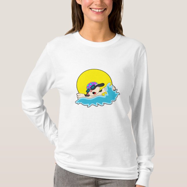 Camiseta Perro nadando con gafas de natación (Anverso)