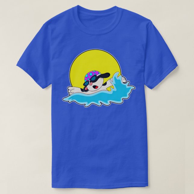 Camiseta Perro nadando con gafas de natación (Diseño del anverso)