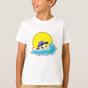 Camiseta Perro nadando con gafas de natación