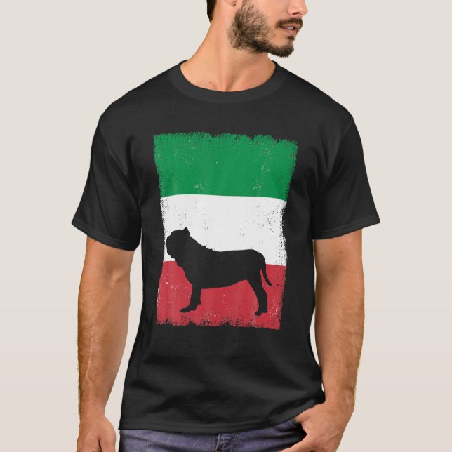 Camiseta Perro Napolitano Mastiff Perro Bandera Italiana Vi (Anverso)