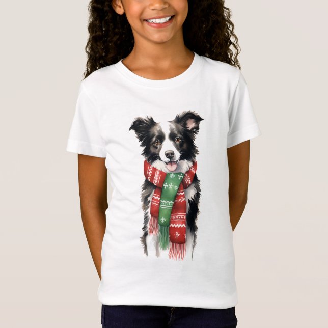 Camiseta Perro navidad, collie de borde navideño (Anverso)