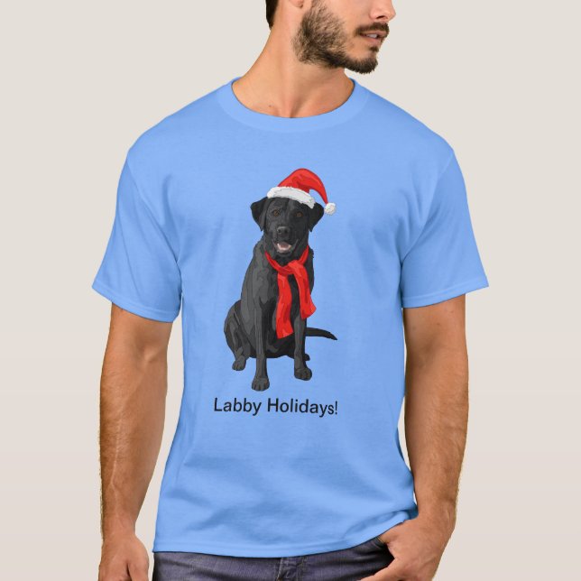 Camiseta Perro Navidad de Labrador Negro (Anverso)