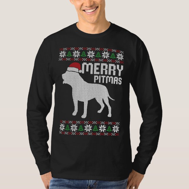 Camiseta Perro Navidad de Merry Pitbull Pitmas (Anverso)