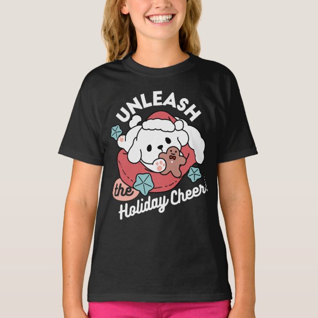 Camiseta Perro navidad en Sombrero Santa - festividad para  (Anverso)