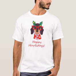 Camiseta Perro Navidad lindo Howlidays Doxie Dachshund Funn