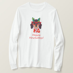 Camiseta Perro Navidad lindo Howlidays Doxie Funny Dachshun