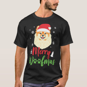 Camiseta Perro navidad Pomeranian Merry Woofmas