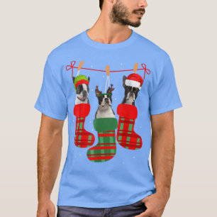Camiseta Perro Navidades de Boston Terrier se burlan de div