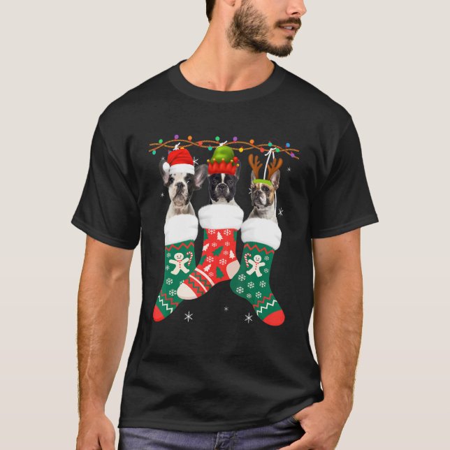 Camiseta Perro Navidades de Bulldog francés toman música na (Anverso)
