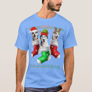 Camiseta Perro Navidades Husky Siberiano agarran divertidas