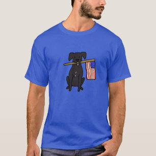 Camiseta Perro negro con bandera de Estados Unidos